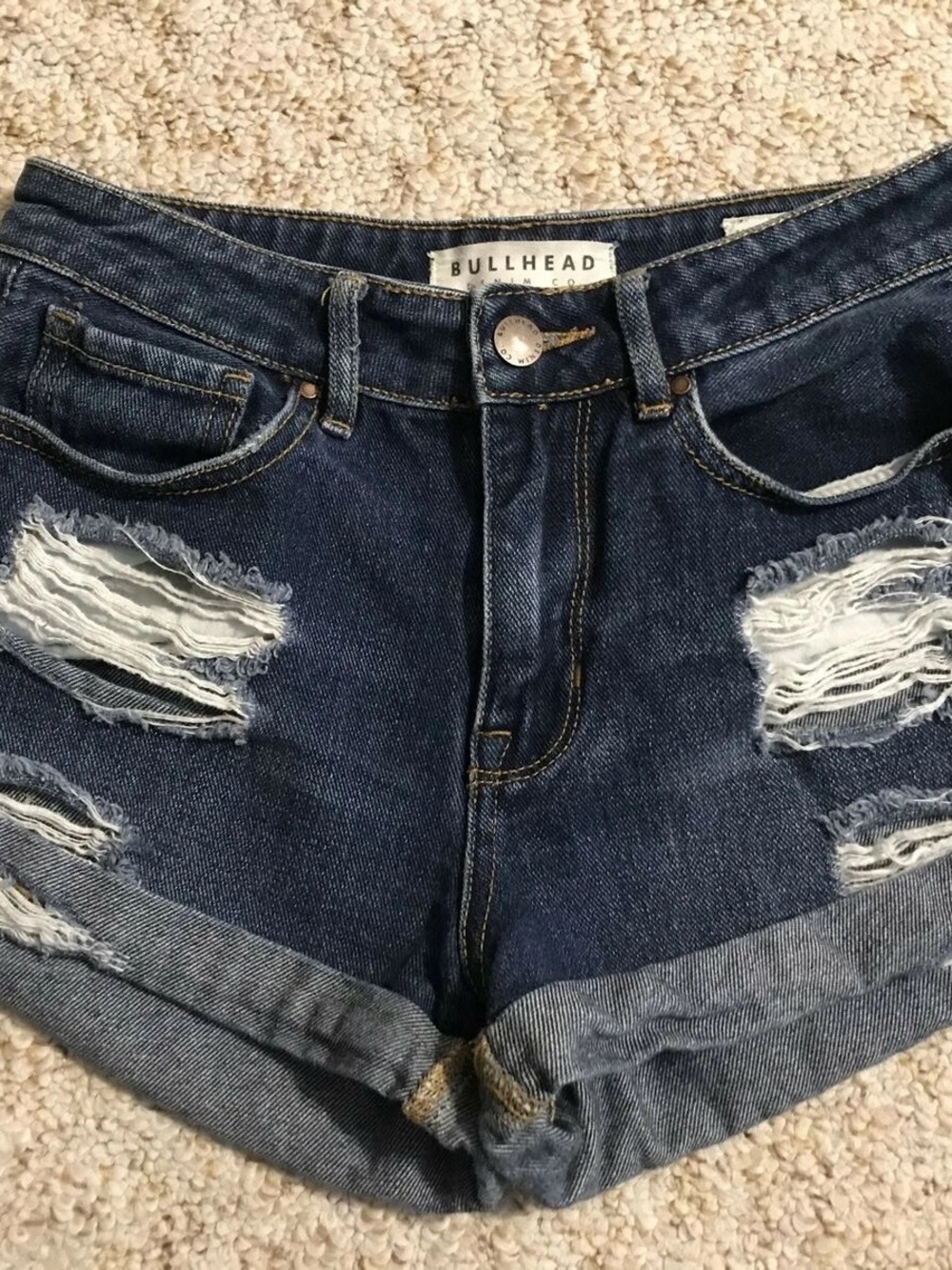 Bullhead Indigo Ripped Denim Jean Shorts